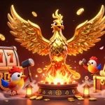 Experience the magic of nbet with the golden phoenix soaring amidst a dynamic casino world.