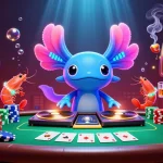 Experience luck and excitement in the vibrant lucky88 slot scene featuring a neon axolotl DJ.