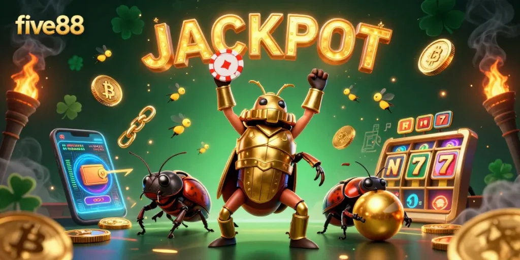 Engage in thrilling five88 gameplay with layers of vibrant casino elements and winning symbols.