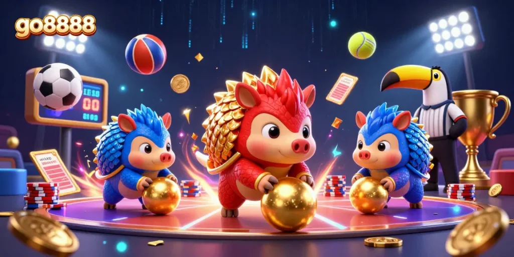 Experience excitement at go8888 with pangolins rolling in golden balls and poker chips