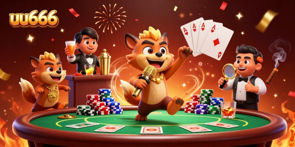 Experience the excitement at uu666 casino club, featuring vibrant hyena characters and poker thrill.