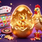 Experience excitement with XO88 as a golden dragon and mother hen guard dazzling gambling elements.
