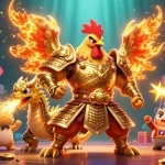 Experience OXBET through a vibrant 3D casino scene featuring warrior characters and slot gaming elements.